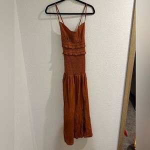 Orange Asymmetrical Midi Dress